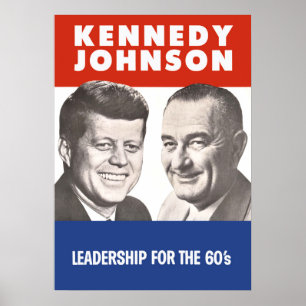 Póster John F. Campaña de Kennedy y Lyndon B Johnson de 