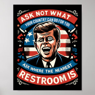 Póster John F. Kennedy Gracioso Meme Patriótico Toilet 4 