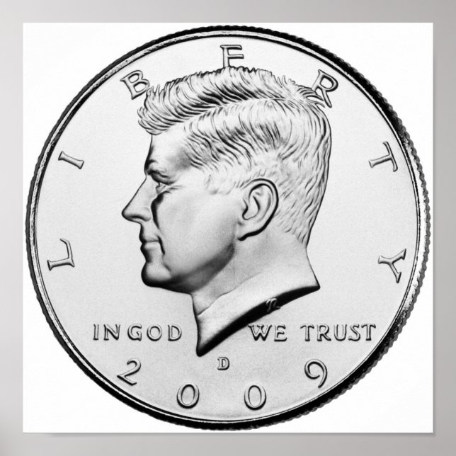 Póster John F. Kennedy Half Dollar (Frente)