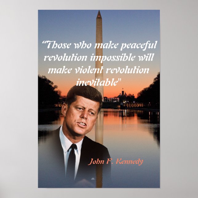 Póster John F. Kennedy Quote on Peaceful Revolution (Frente)
