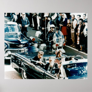 Póster John F Kennedy y Jackie en Motorcade Dallas