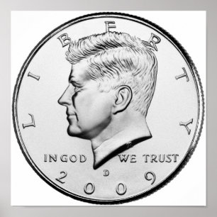 Póster John F. Medio dólar Kennedy