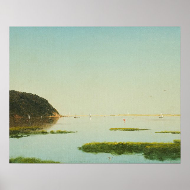 Póster John Frederick Kensett - Vista de Shrewsbury (Frente)