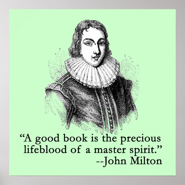 Póster John Milton Portrait and Quote Poster (Frente)