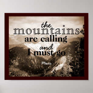 Póster John Muir cita al poster The Mountains Art Calling
