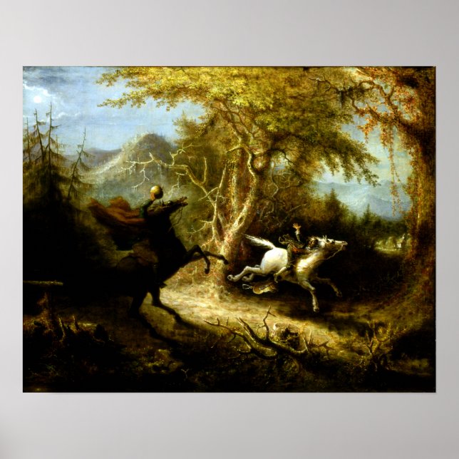 Póster John Quidor El Caballo Sin Cabeza Persiguiendo A I (Frente)