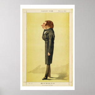 Póster John Ruskin (1819-1900), caricatura de Cecioni par
