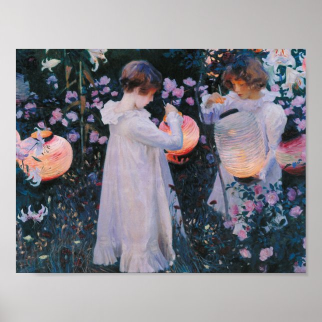 Póster John Singer Sargent - Carnación, Lily, Rosa. (Frente)