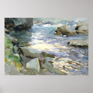 Póster John Singer Sargent - corriente y rocas