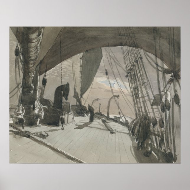 Póster John Singer Sargent - Deck of Ship in Moonlight (Frente)