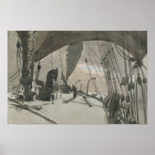 Póster John Singer Sargent - Deck of Ship in Moonlight