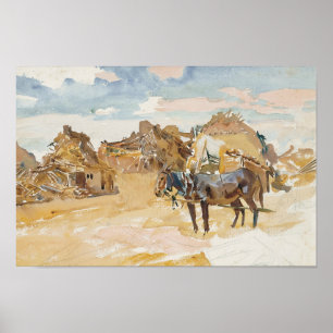 Póster John Singer Sargent - Mules and Ruins