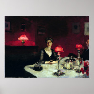 Póster John Singer Sargent una tabla de cena en la noche