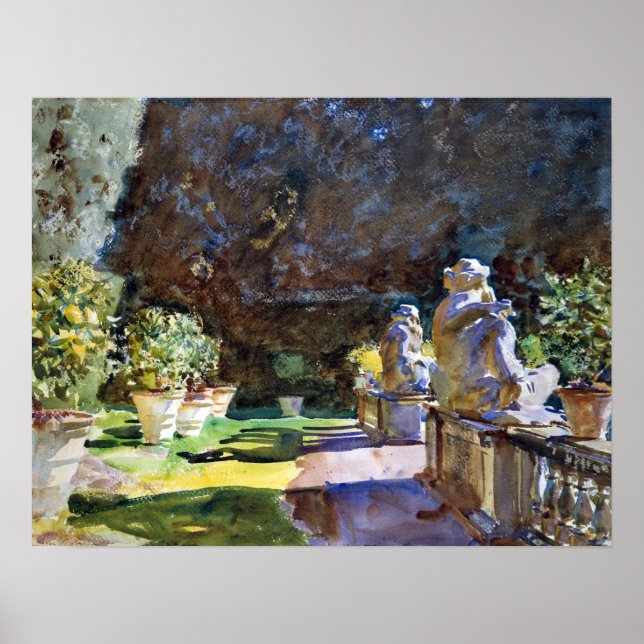 Póster John Singer Sargent Villa di Marlia, Lucca A Fount (Frente)