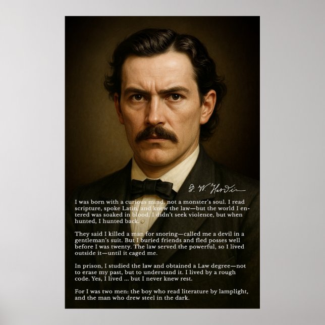 Póster John Wesley Hardin | Proscribir con la mente de un (Frente)