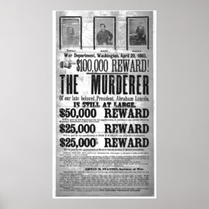 Póster John Wilkes Booth Wanted