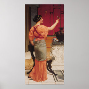Póster John William Godward - Lesbia con su gorrión