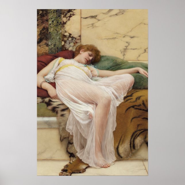 Póster John William Godward - Una Siesta (Frente)