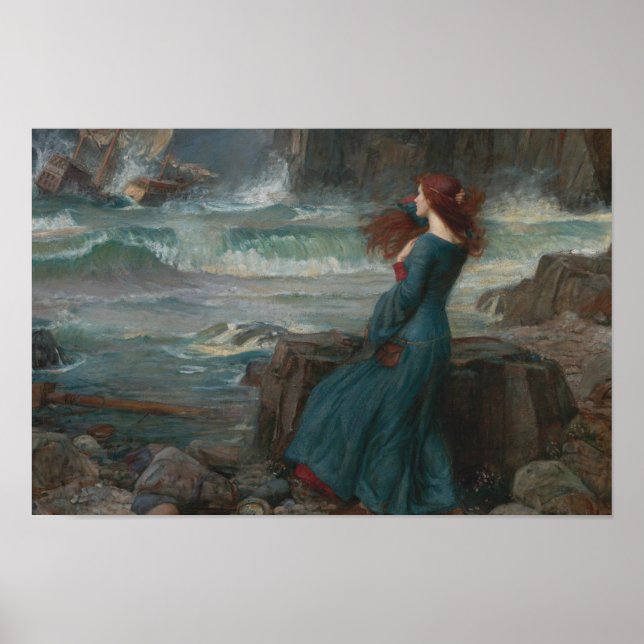 Póster John William Waterhouse - Miranda - La tempestad (Frente)