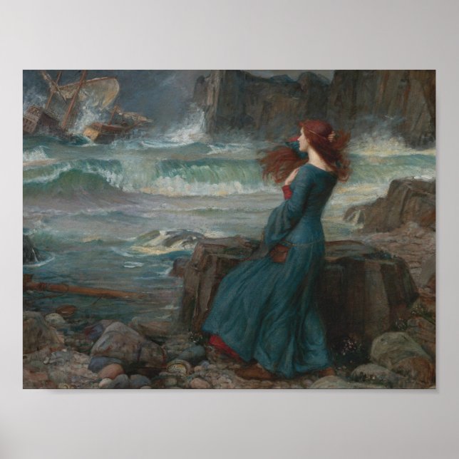 Póster John William Waterhouse - Miranda - La tempestad (Frente)