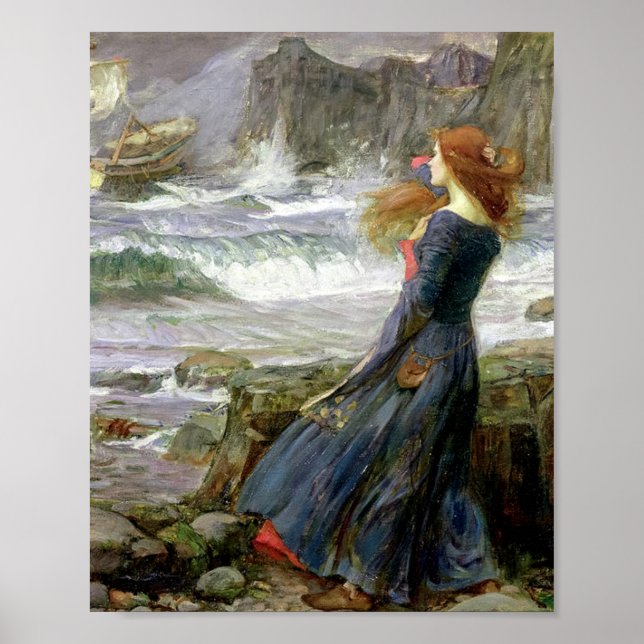 Póster John William Waterhouse Miranda La Tentación (Frente)