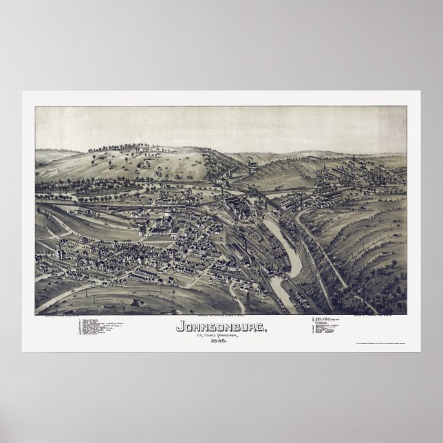 Póster Johnsonburg, mapa panorámico de la Autoridad Pales (Frente)