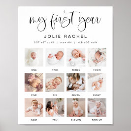 Póster JOLIE Minimal Fun Boho Primer Año Fotos Hito