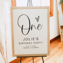 Póster JOLIE Modern Boho One Heart First Birthday Welcome