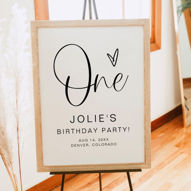 Póster JOLIE Modern Boho One Heart First Birthday Welcome (Subido por el creador)