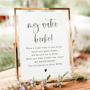 Póster JOLIE Modern My Water Broke Baby Shower Game Rótul