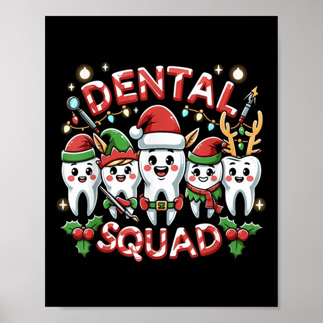 Póster Jolly Dental Squad Celebration Christmas Teeth Den (Frente)