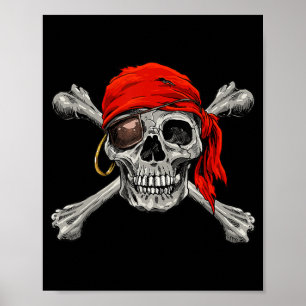 Póster Jolly Roger Pirate Skull Crossbone Halloween Costo
