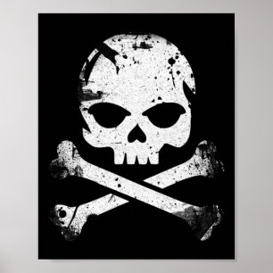 Póster Jolly Roger Pirate Skull Y Bandera De Los Cruces H