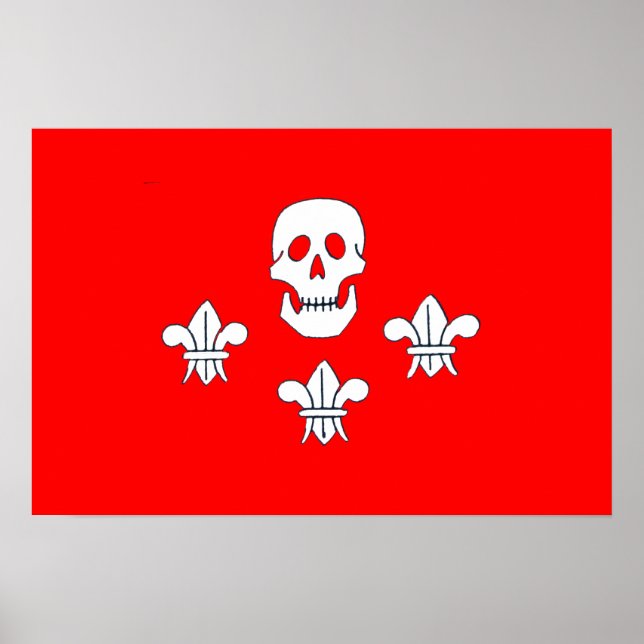 PÓSTER JOLLY ROGER SKULL Y LA BANDERA DE TRES LILIES (Frente)