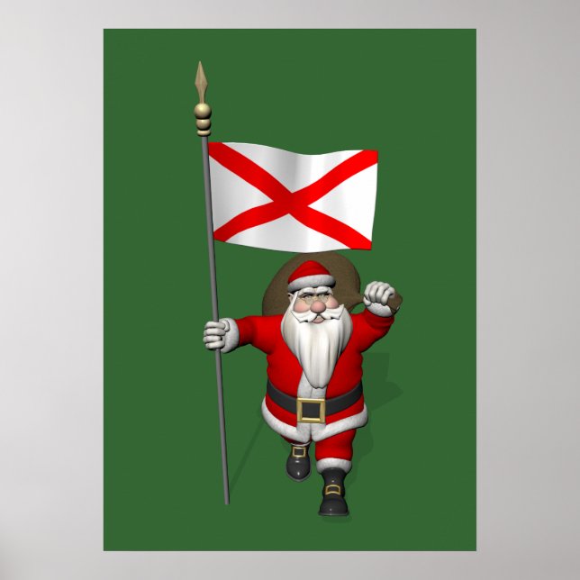 Póster Jolly Santa Claus visitando Alabama (Frente)
