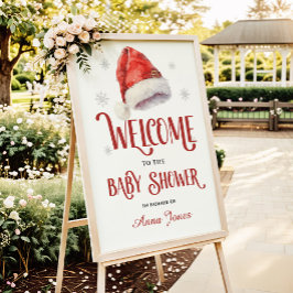 Póster Jolly Santa Hat Baby Shower Welcome Sign