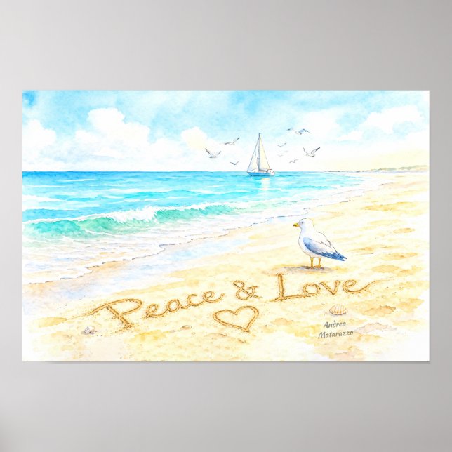 Póster Jon Seagull - Paz y Amor  (Frente)