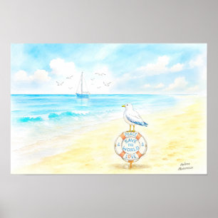 Póster Jon Seagull - Paz y Amor Salvan el Mundo