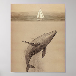 Póster Jonah y la ballena - Minimalista moderno
