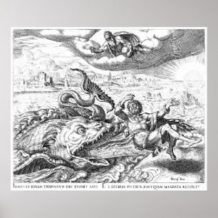 Póster Jonah y la ballena por Philip Galle