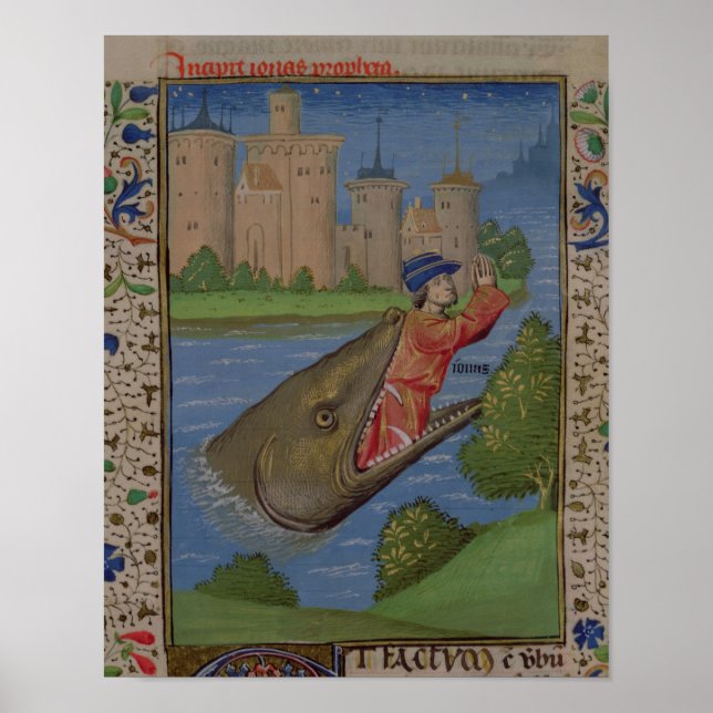 Póster Jonás y la ballena, de la Biblia de Jean XXII (Frente)
