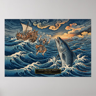 Póster Jonás y la Ballena — Ukiyo-e