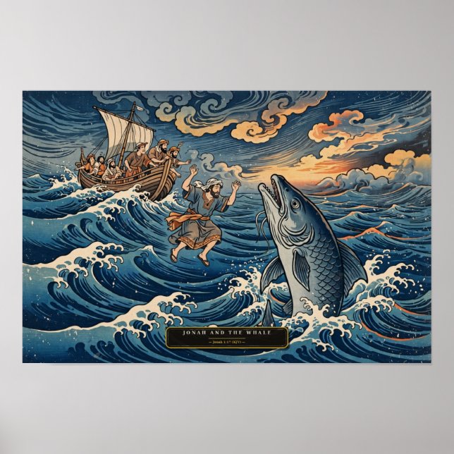 Póster Jonás y la Ballena — Ukiyo-e (Frente)