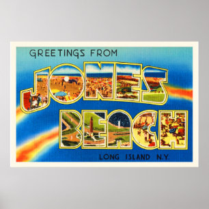 Póster Jones Beach New York NY Vintage Travel Souvenir