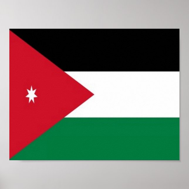 Póster Jordania - Asia - Bandera - (Frente)