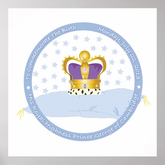 Póster Jorge de Cambridge Pillow y Corona (Frente)