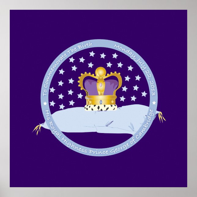 Póster Jorge de Cambridge Pillow y Corona (Frente)