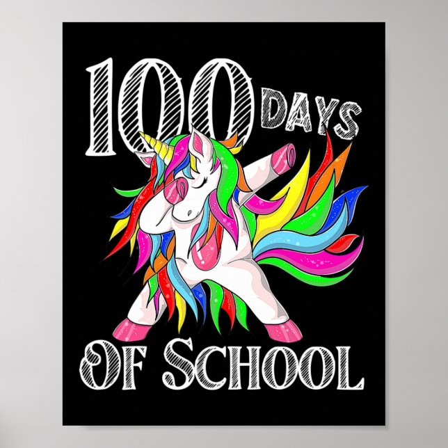 Póster Jornadas De Escuela Unicornio Feliz Magico 100 Día (Frente)