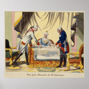 Póster José II, Catherine The Great y Frederick II
