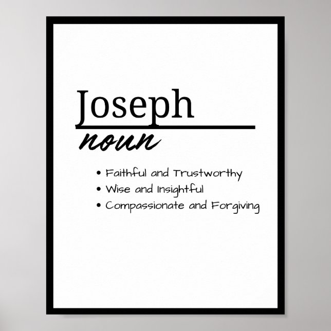 Póster Joseph, definición de nombre personalizado de niño (Frente)